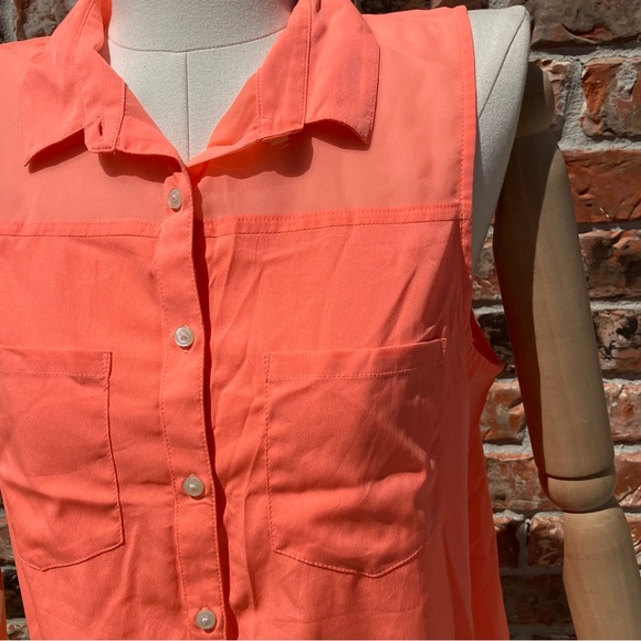 American Eagle Outfitters 🦅 orange sleeveless collared button down top / M /EUC - Picture 12 of 17
